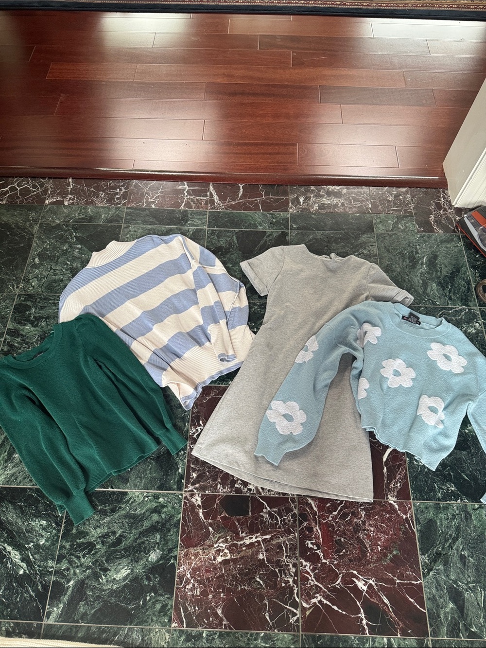 3 lady’s sweaters and nice dress bundle small